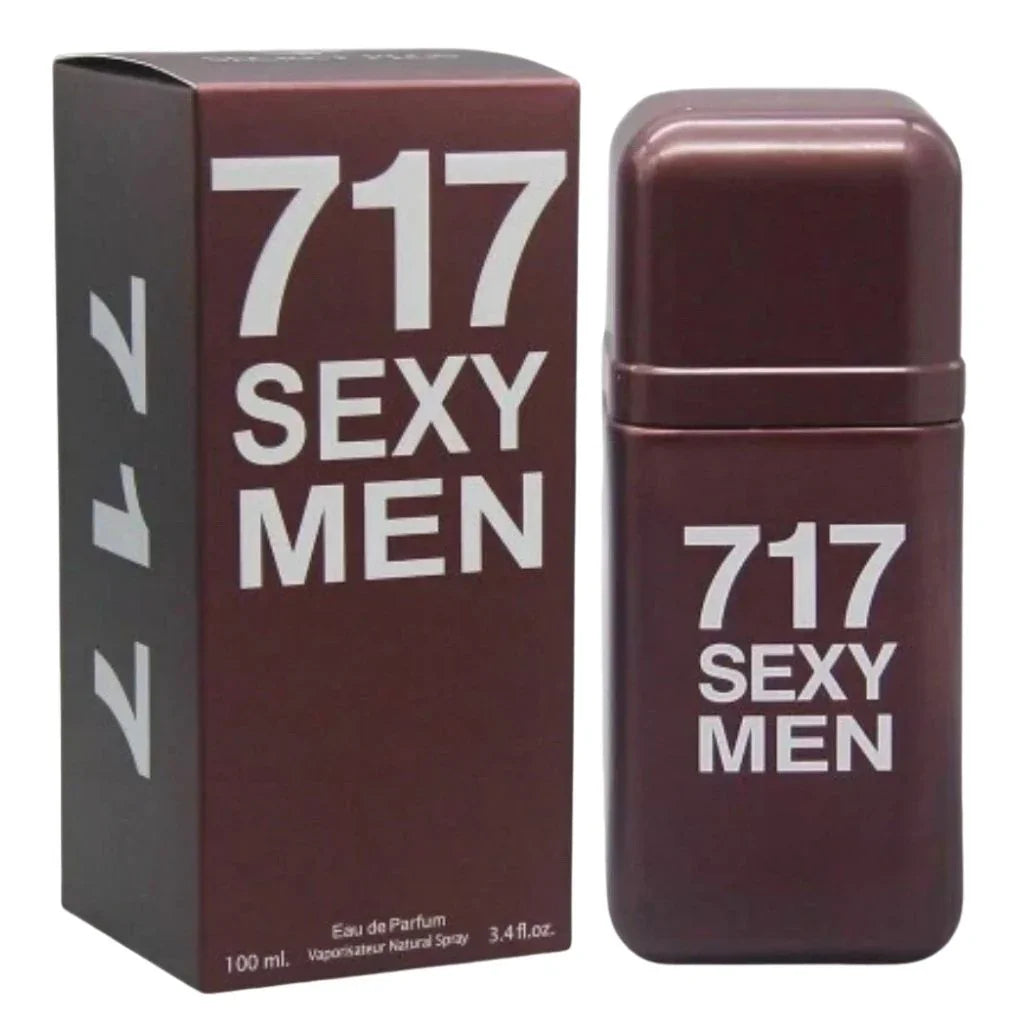 717 Sexy Men eau de parfum bottle and box, men’s fragrance, 100ml brown packaging