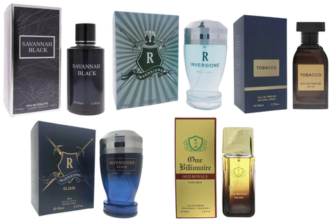 Royal Fragrance Men’s Cologne 5 Pack Set – Savannah Black + Inversione + Inversione Elixir + Tobacco + One Billionaire Oud Royale – Bold & Sophisticated Masculine Scent – Gift Set