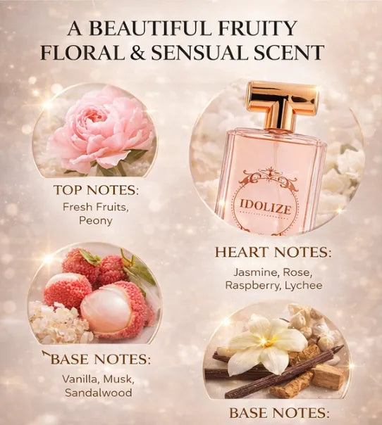 Idolize Eau de Parfum for Women – 3.3 oz / 100 ml Long Lasting Floral Sweet Perfume – Elegant Feminine Fragrance Spray – Luxury Everyday Perfume Gift for Women