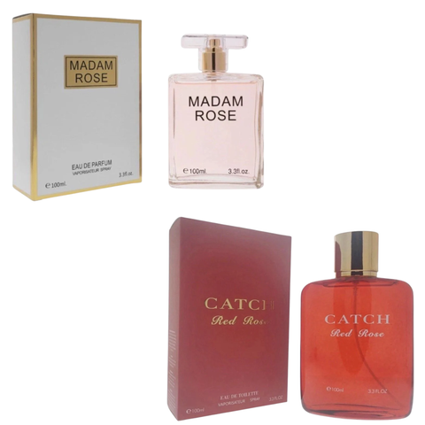 Royal Fragrance Women’s Cologne 2 Pack Set – Madam Rose + Catch Red Rose – Romantic Floral Rose Scent – Gift Set