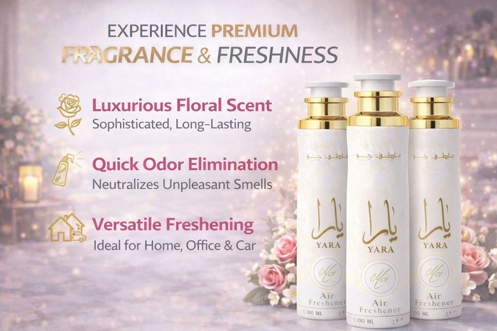 Lattafa Yara Moi Air Freshener 300ml - Floral Room Spray - Home Office Car Fragrance Spray - Odor Eliminator - Pack of 3