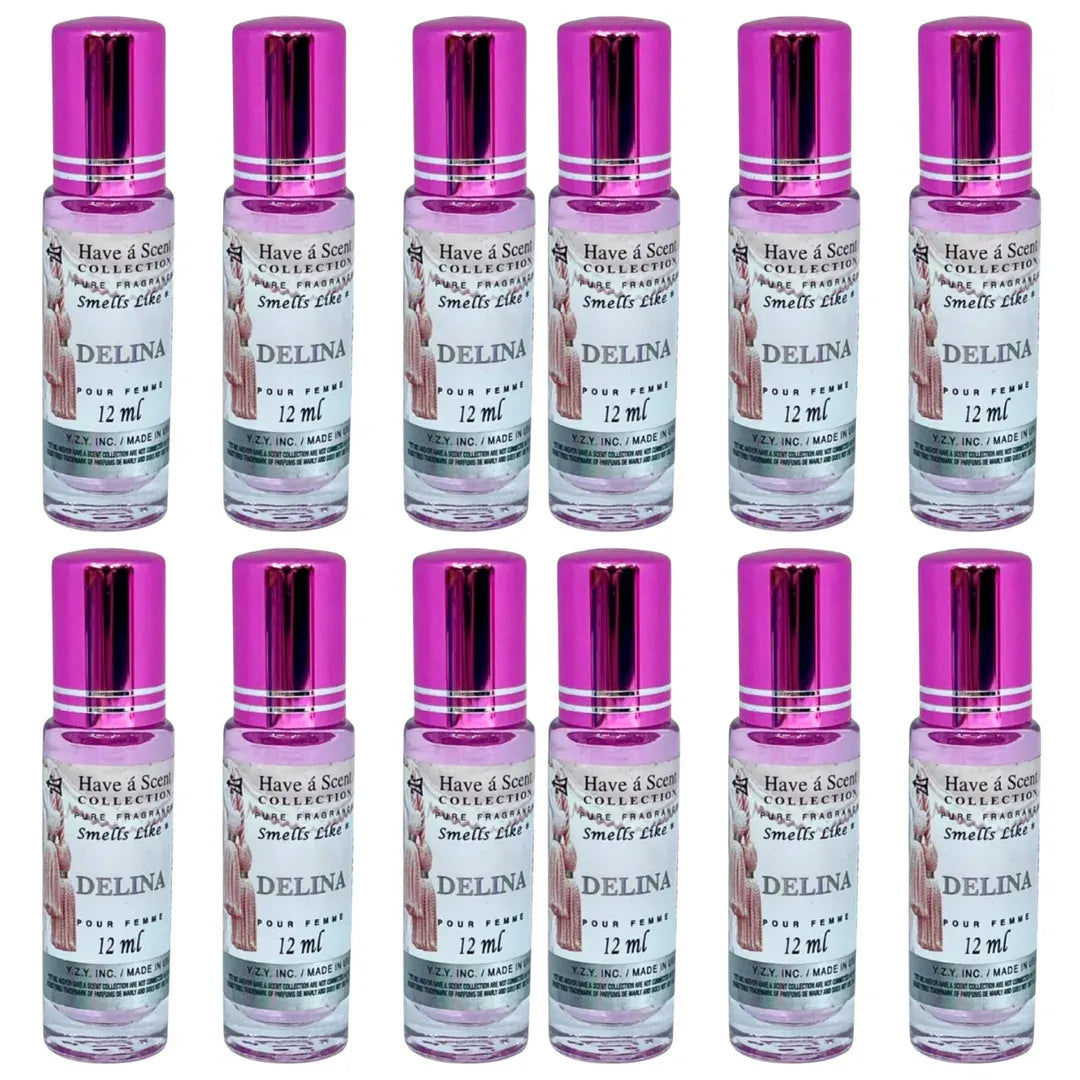 Wholesale Delina Perfume Oil 12-Pack – Floral Fruity Elegant Long-Lasting Roll-On Fragrance (12ml Each)