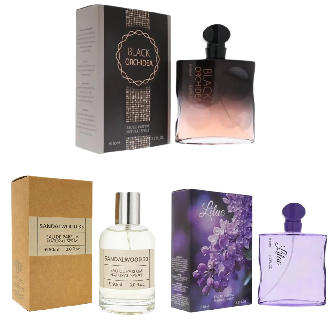 Perfume for Women 3 Pack - Black Orchidea - Sandalwood 33 - Lilac Perfume – Eau de Parfum Set - Long Lasting Floral Woody Fragrance Gift Set for Women &amp; Unisex