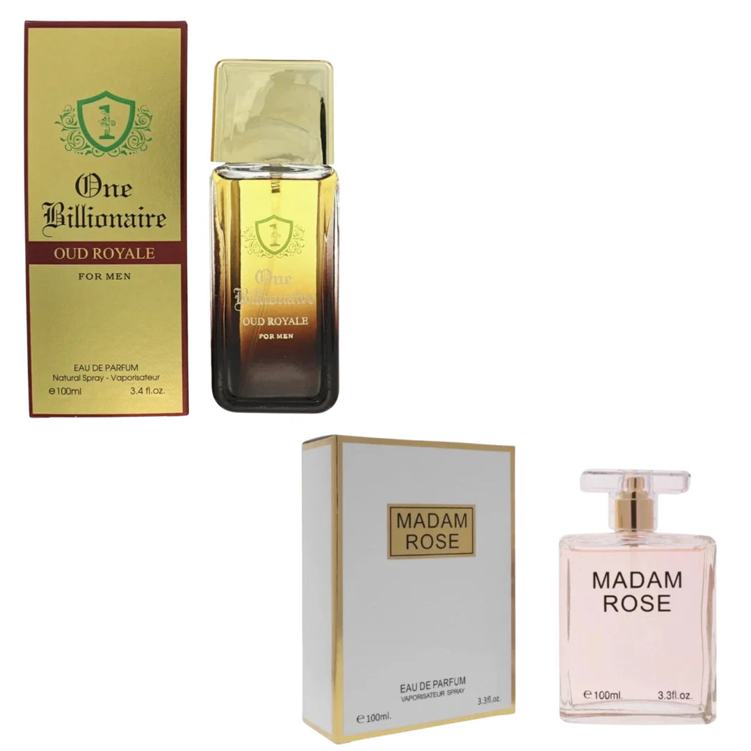 Royal Fragrance Unisex Cologne 2 Pack Set – One Billionaire Oud Royale + Madam Rose – Bold Floral &amp; Warm Scent – Gift Set