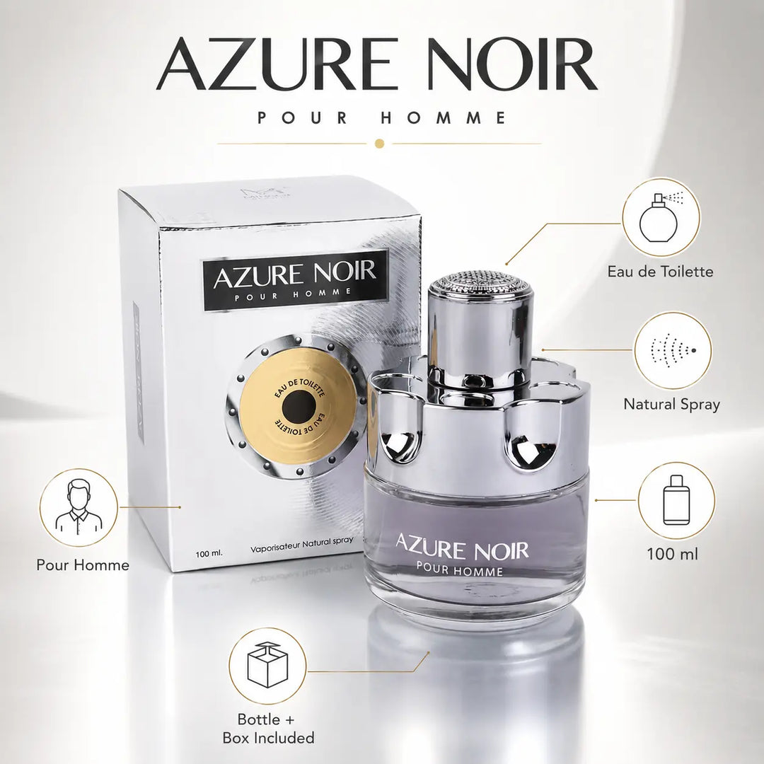 Azure Noir Eau de Parfum for Men – 3.4 Fl Oz Fresh Fragrance