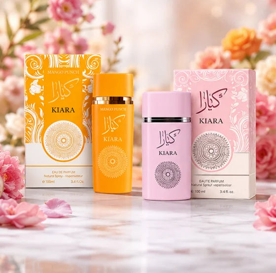 Kiara Fresh Elegance Duo Perfume Gift Set for Women – Mango Punch &amp; Kiara Eau de Parfum Bundle, 2 x 3.4 Fl Oz (100ml) Long Lasting Fruity Floral Luxury Fragrances