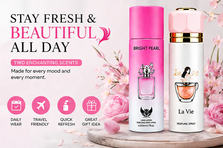 Women’s Perfume Body Spray 2 Pack – Long Lasting Fragrance Set – Floral &amp; Sweet Elegant Scents
