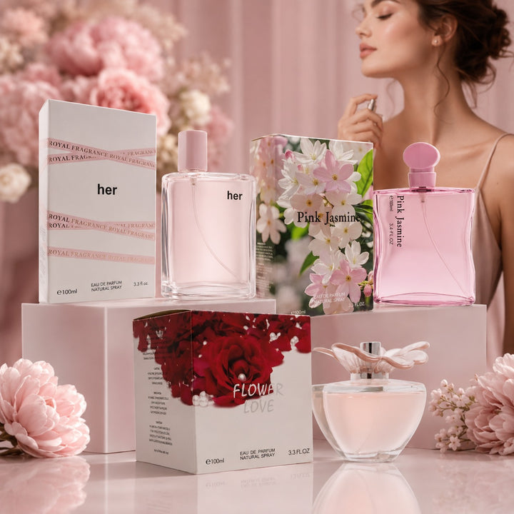 Women’s Perfume Gift Set 3 Pack – Her, Flower Love &amp; Pink Jasmine Eau de Parfum – Floral, Sweet &amp; Fresh Fragrance Collection – Long Lasting Everyday Perfumes for Women