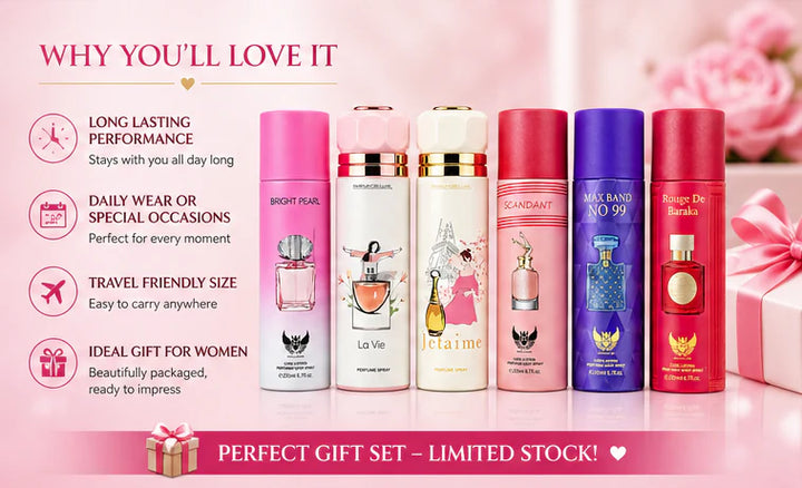 Women’s Perfume Body Spray 6 Pack – Long Lasting Fragrance Set – Floral &amp; Sweet Scents