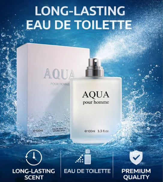 Aqua Pour Homme Eau de Toilette for Men – 3.3 oz / 100 ml Fresh Aquatic Citrus Woody Cologne – Long Lasting Clean Masculine Fragrance Spray – Everyday Perfume for Men