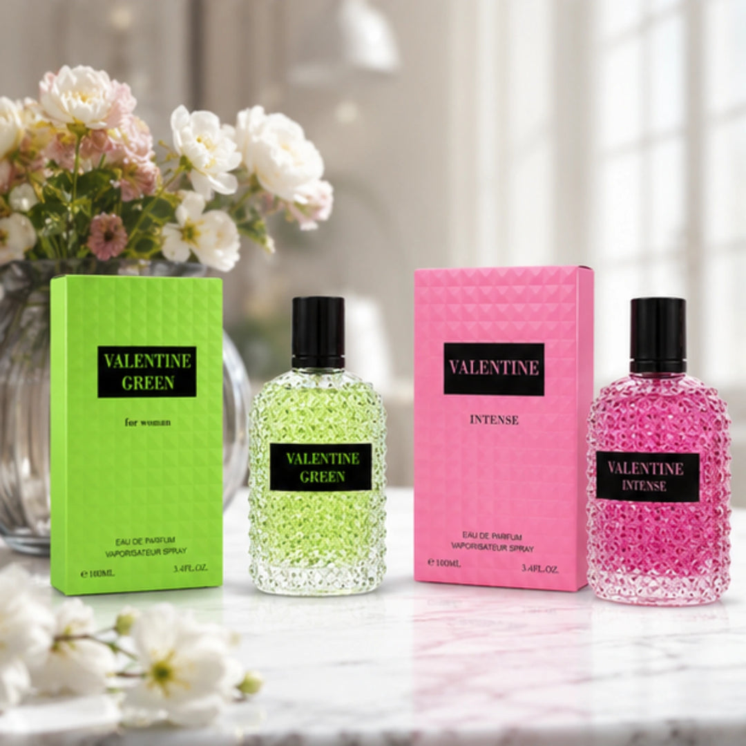 Valentine Green &amp; Valentine Intense Perfume Set for Women | 2-Piece Eau De Parfum Gift Set | Long Lasting Floral &amp; Fruity Fragrance | Luxury Women&