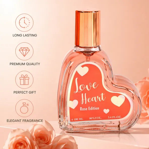 Love Heart Rose Edition Eau de Parfum 100ml (3.4 oz) – Sweet Floral Rose Perfume for Women – Long Lasting Romantic Fragrance Spray – Valentine Gift Perfume