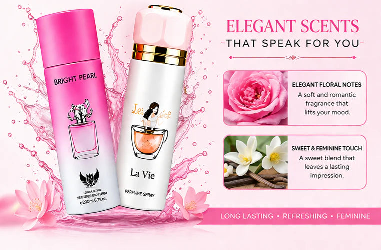 Women’s Perfume Body Spray 2 Pack – Long Lasting Fragrance Set – Floral &amp; Sweet Elegant Scents