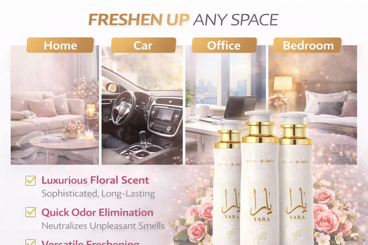 Lattafa Yara Moi Air Freshener 300ml - Floral Room Spray - Home Office Car Fragrance Spray - Odor Eliminator - Pack of 3