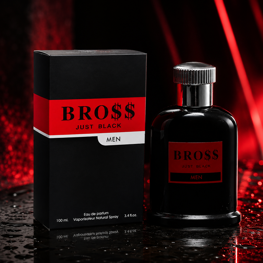 Bro$$ Just Black Eau de Parfum for Men 3.4 Fl Oz (100ml) – Long Lasting Woody Spicy Cologne for Men, Fresh Masculine Fragrance, Everyday Signature Scent, Cologne Gift for Him