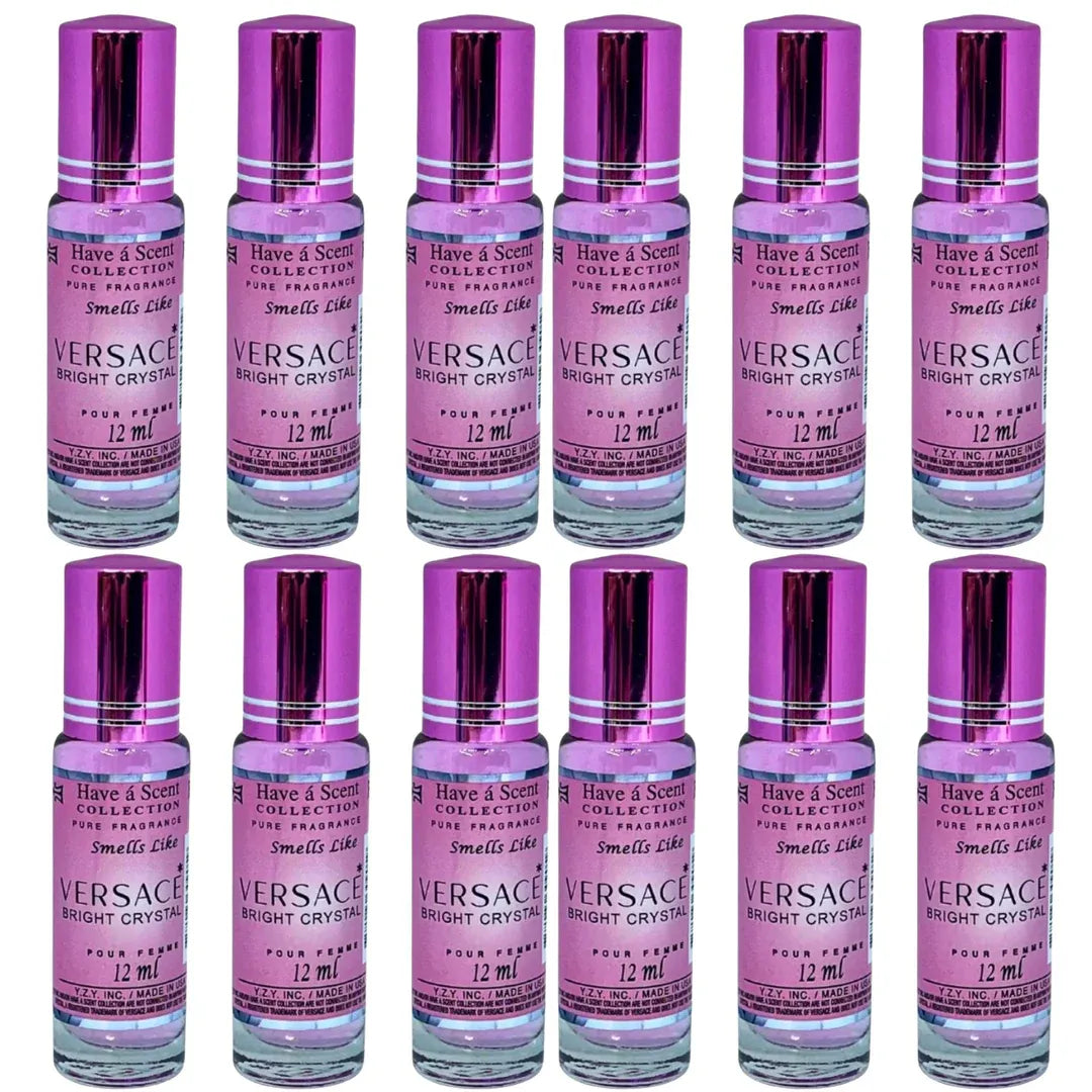 Wholesale Versace Bright Crystal Perfume Oil 12-Pack – Fresh Floral Fruity Long-Lasting Roll-On Fragrance (12ml Each)