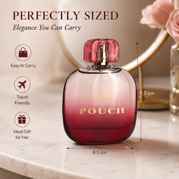 Pouch Blush Rose Perfume for Women Eau de Parfum 100ml (3.4 Fl Oz) – Long Lasting Sweet Rose Floral Fragrance – Feminine Romantic Scent Spray – Everyday &amp; Evening Perfume Gift for Her