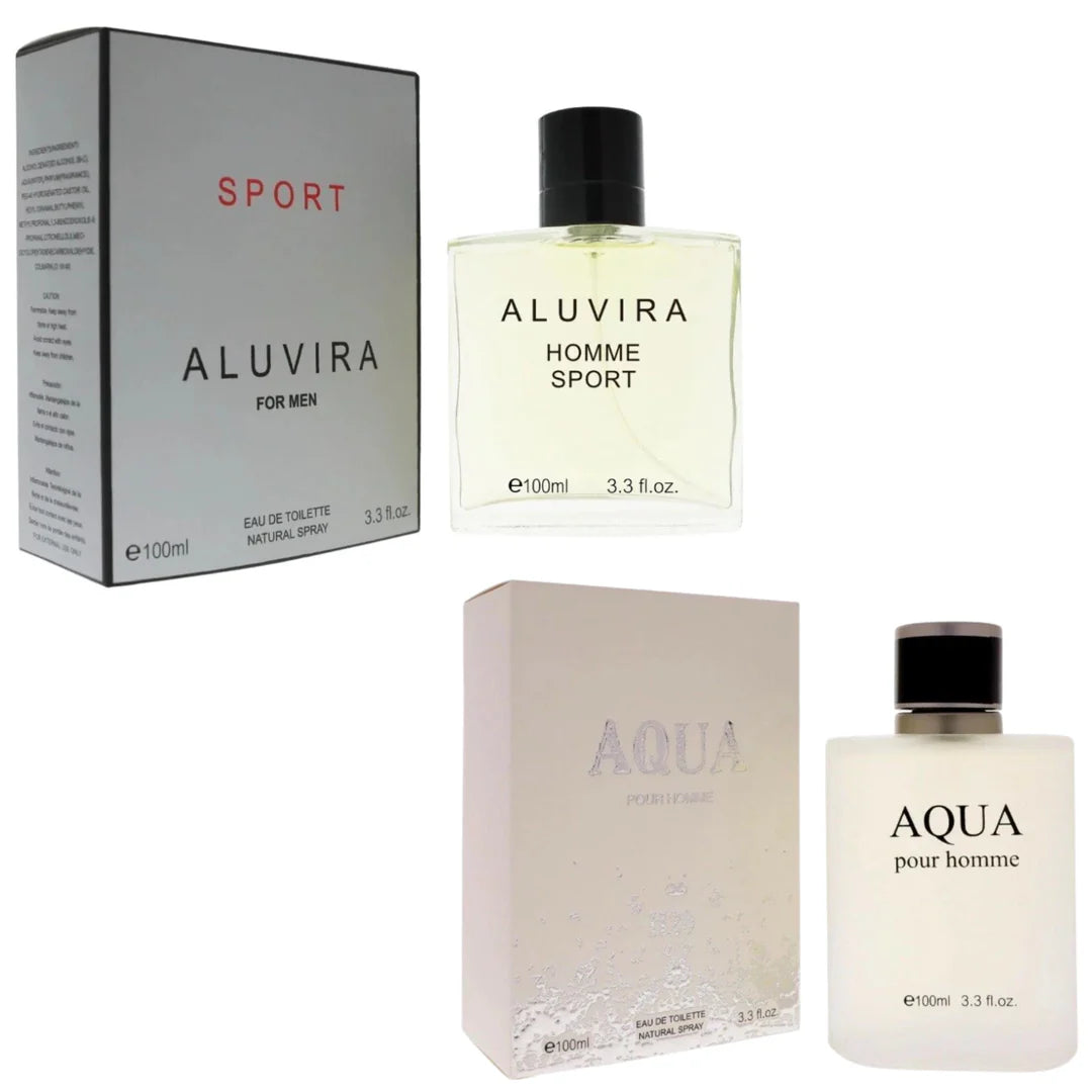 Royal Fragrance Men’s Cologne 2 Pack Set – Aluvira Sport + Aqua H2O – Fresh Energetic Masculine Scent – Gift Set