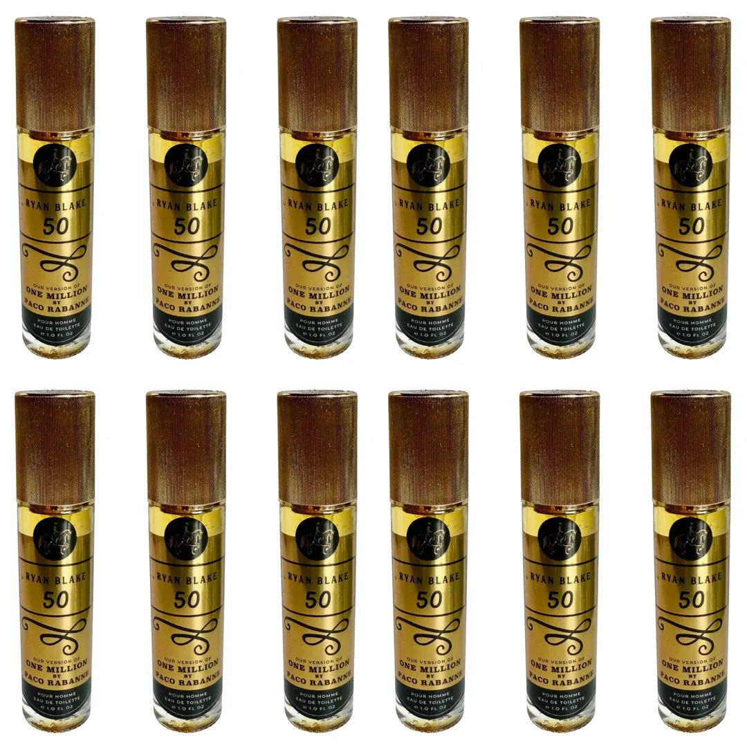 Ryan Blake 50 Men’s Perfume Wholesale Pack of 12 – Warm Spicy Sweet Eau De Toilette Spray 1.0 Fl Oz Each – Long Lasting Masculine Fragrance Bundle