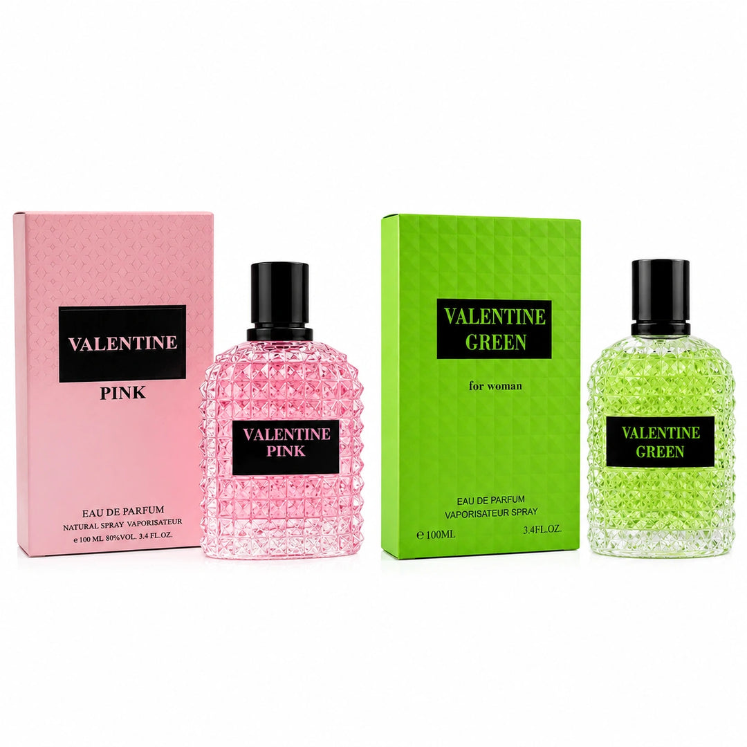 Valentine Pink &amp; Valentine Green Eau de Parfum Gift Set for Women | 2-Pack Long Lasting Floral Fruity Perfume Collection | Premium Women&
