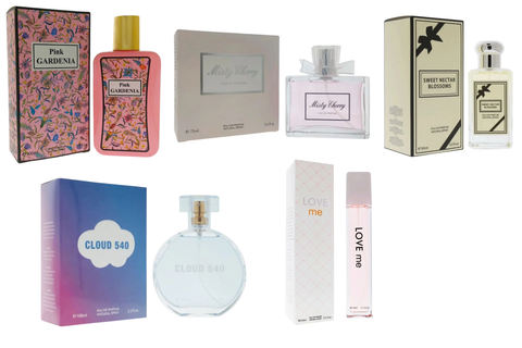 Royal Fragrance Women’s Cologne 5 Pack Set – Pink Gardenia + Misty Cherry + Cloud 540 + Sweet Nectar Blossoms + Love Me – Fresh & Sweet Floral Feminine Scent – Gift Set