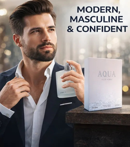 Aqua Pour Homme Eau de Toilette for Men – 3.3 oz / 100 ml Fresh Aquatic Citrus Woody Cologne – Long Lasting Clean Masculine Fragrance Spray – Everyday Perfume for Men