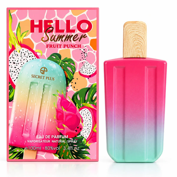 Hello Summer Fruit Punch Eau de Parfum 100ml / 3.4 Fl Oz – Sweet Tropical Fruity Perfume for Women – Dragon Fruit Fragrance Spray – Fresh Summer Scent