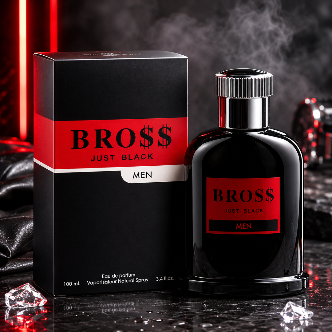 Bro$$ Just Black Eau de Parfum for Men 3.4 Fl Oz (100ml) – Long Lasting Woody Spicy Cologne for Men, Fresh Masculine Fragrance, Everyday Signature Scent, Cologne Gift for Him