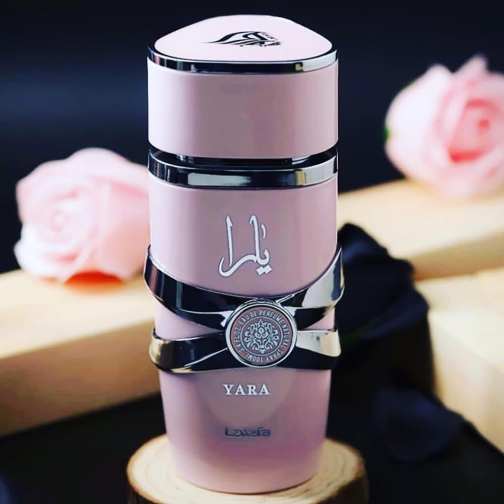 Bundle of Lattafa Yara 3.4Oz Eau De Parfum for Women with 5Ml Portable Refillable Atomizer and Refillable Car Freshener in an Elegant Satin Gift Bag