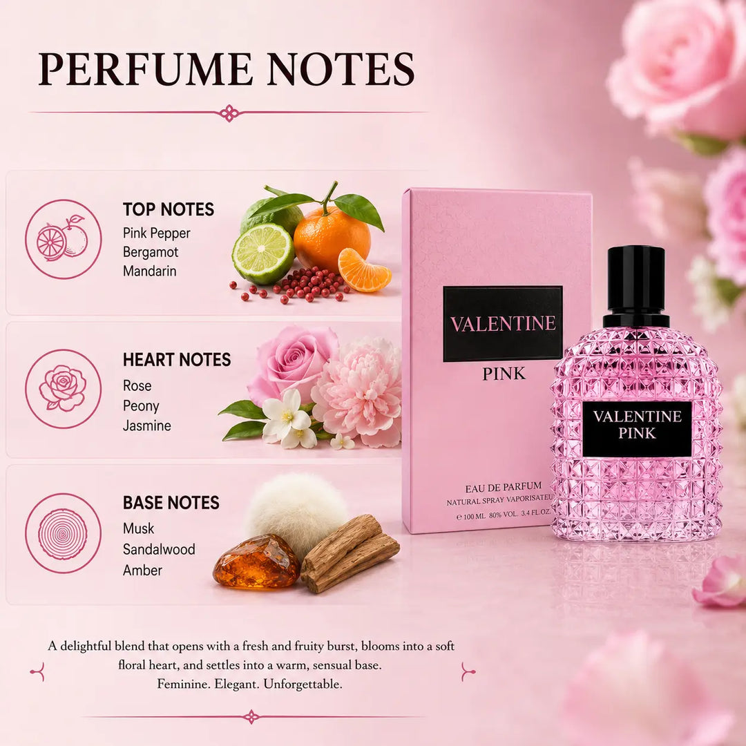 Valentine Pink Perfume for Women – 3.4 oz Eau de Parfum | Feminine Fragrance for Her