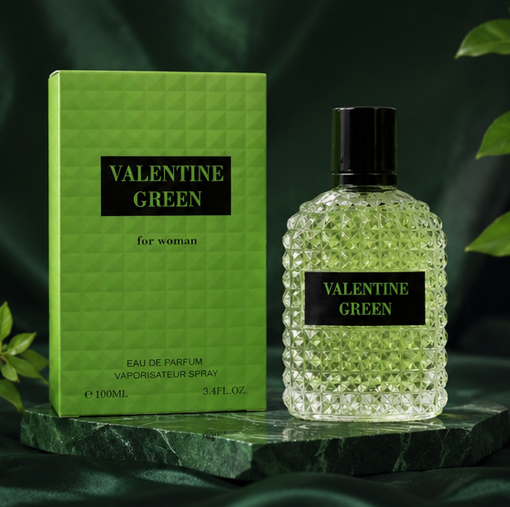 Valentine Green Eau de Parfum for Women 3.4 Fl Oz (100ml) – Fresh Floral Fruity Perfume for Women, Long Lasting Feminine Fragrance with Green Notes, Citrus &amp; Soft Musk Accords