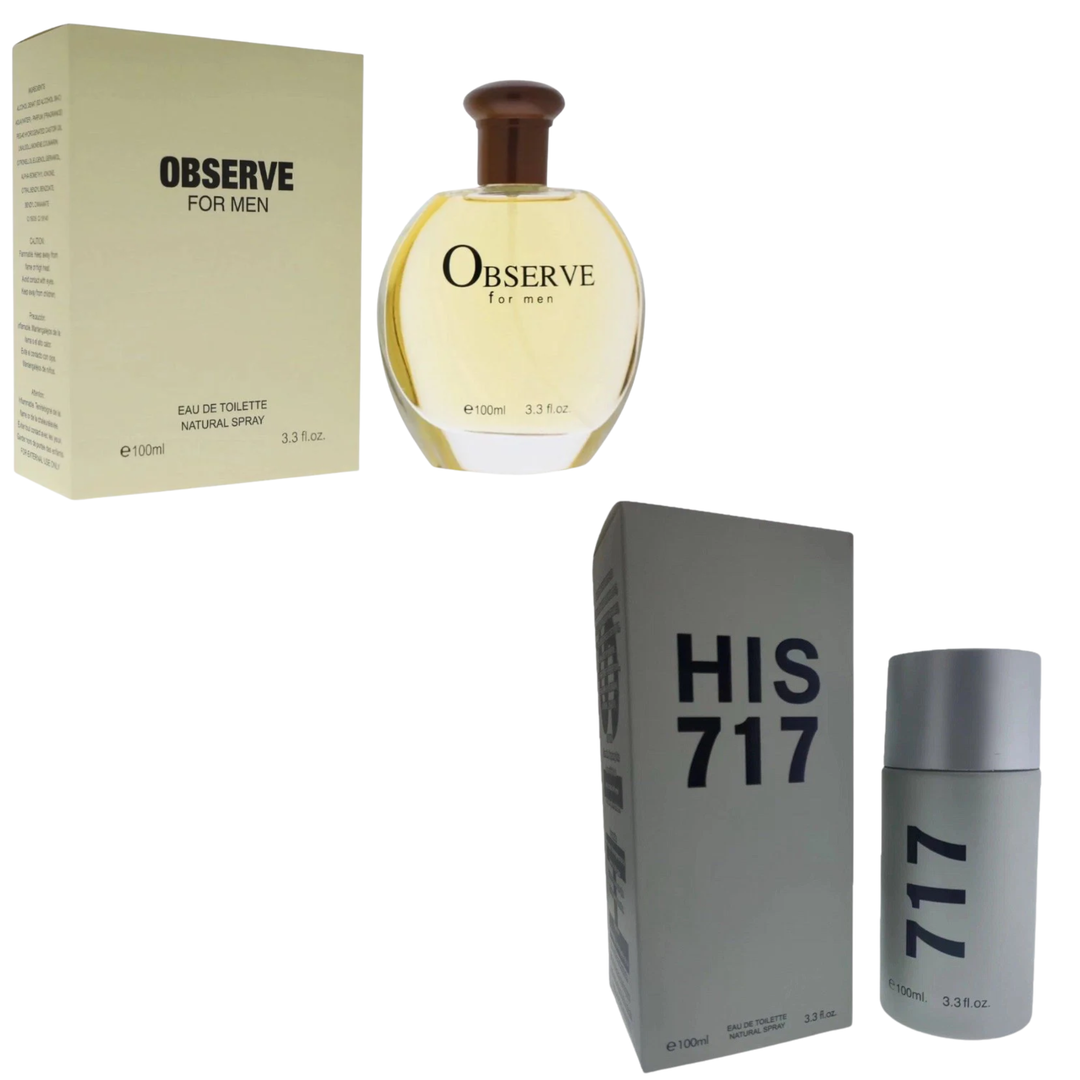 Royal Fragrance Men’s Cologne 2 Pack Set – HIS 717 + Observe – Modern Fresh Masculine Scent – Gift Set