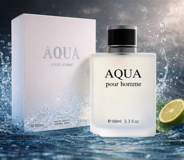 Aqua Pour Homme Eau de Toilette for Men – 3.3 oz / 100 ml Fresh Aquatic Citrus Woody Cologne – Long Lasting Clean Masculine Fragrance Spray – Everyday Perfume for Men