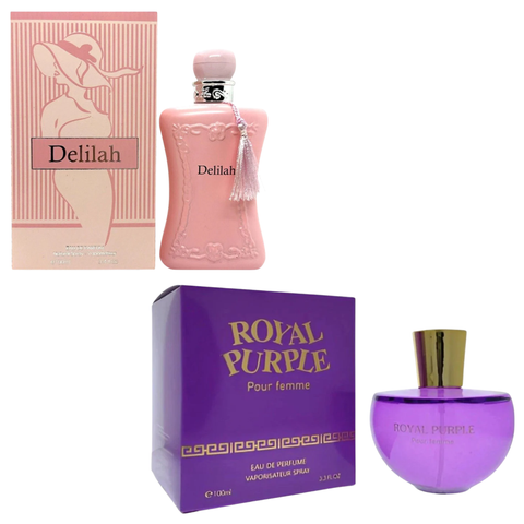 Royal Fragrance Women’s Cologne 2 Pack Set – Delilah + Royal Purple – Elegant Floral Feminine Scent – Gift Set