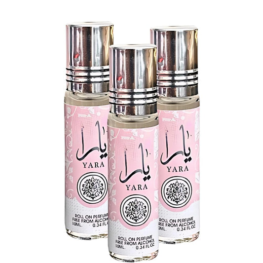 Lattafa Yara Roll-On Perfume for Women - 0.34 Fl Oz, Pack of 3