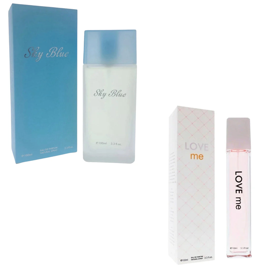 Royal Fragrance Women’s Cologne 2 Pack Set – Sky Blue + Love Me – Fresh Light Floral Feminine Scent – Gift Set