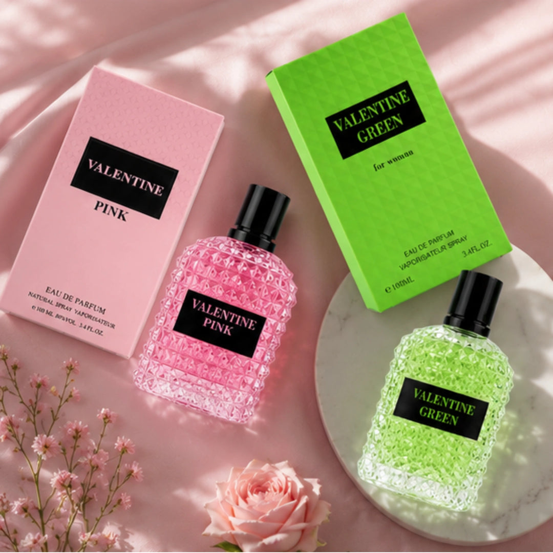 Valentine Pink &amp; Valentine Green Eau de Parfum Gift Set for Women | 2-Pack Long Lasting Floral Fruity Perfume Collection | Premium Women&