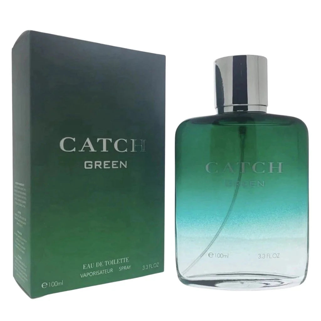 Catch Green 100ml Eau de Toilette bottle with green gradient design and original packaging for men