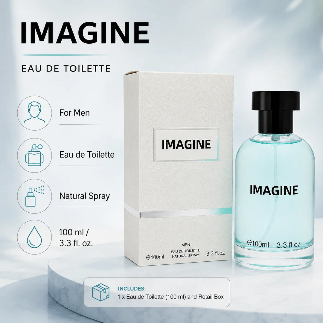 Imagine Eau de Toilette for Men, Long Lasting Floral Fresh Perfume Spray, Elegant Feminine Fragrance with Citrus, White Floral &amp; Musk Notes, 3.3 Fl Oz (100ml)