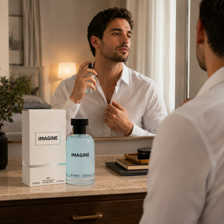 Imagine Eau de Toilette for Men, Long Lasting Floral Fresh Perfume Spray, Elegant Feminine Fragrance with Citrus, White Floral &amp; Musk Notes, 3.3 Fl Oz (100ml)