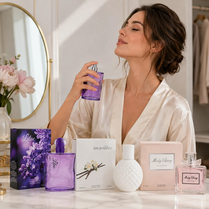 3 Piece Perfume Gift Set for Women – Lilac 95ml, Vanilla 100ml &amp; Misty Cherry 75ml Eau de Parfum – Sweet Floral Fruity Gourmand Fragrance Collection – Full Size Women’s Perfume Set