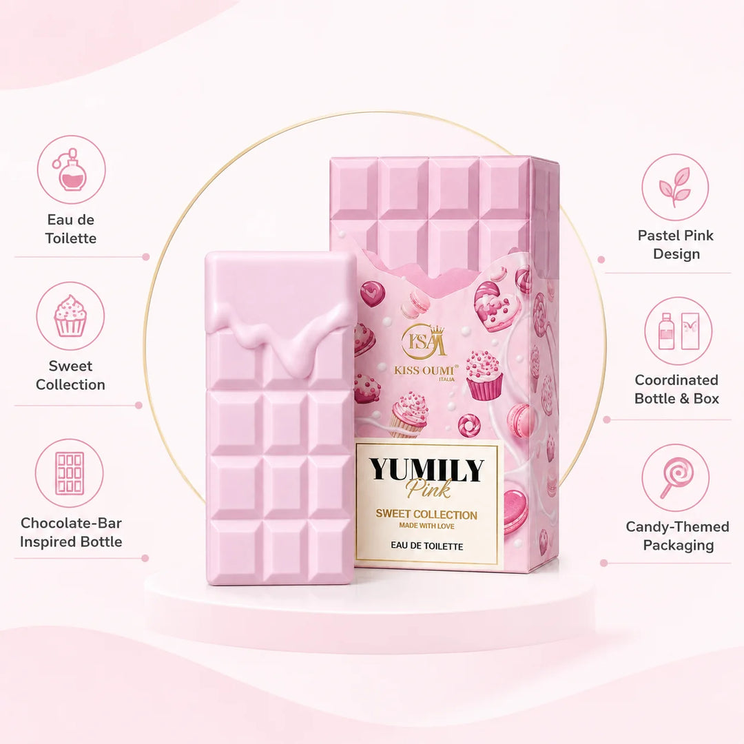 Yumily Pink Eau de Toilette – Sweet Gourmand Perfume for Women – Creamy Candy &amp; Dessert-Inspired Scent – Feminine Sweet Fragrance Spray