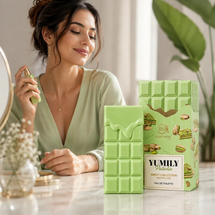 Yumily Pistachio Eau de Toilette – Sweet Pistachio Perfume for Women – Creamy Nutty Gourmand Dessert-Inspired Scent – Feminine Sweet Fragrance Spray
