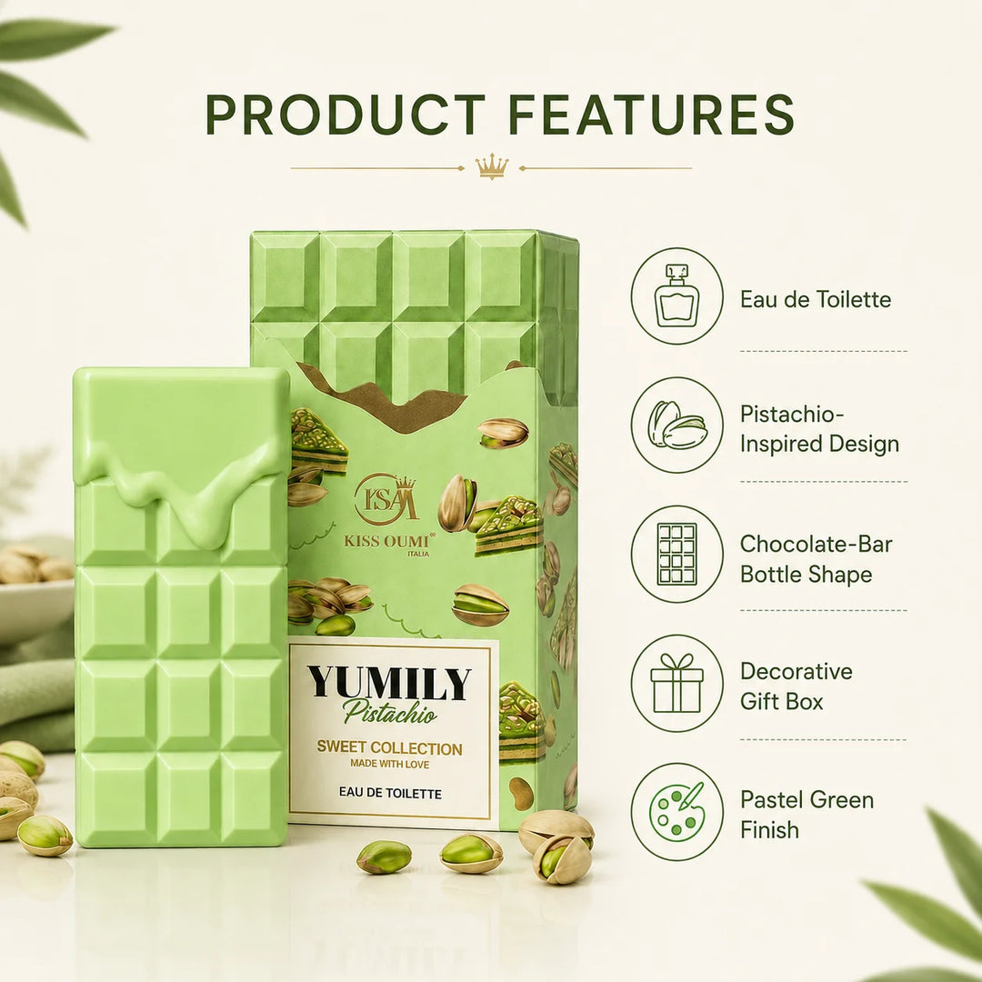 Yumily Pistachio Eau de Toilette – Sweet Pistachio Perfume for Women – Creamy Nutty Gourmand Dessert-Inspired Scent – Feminine Sweet Fragrance Spray