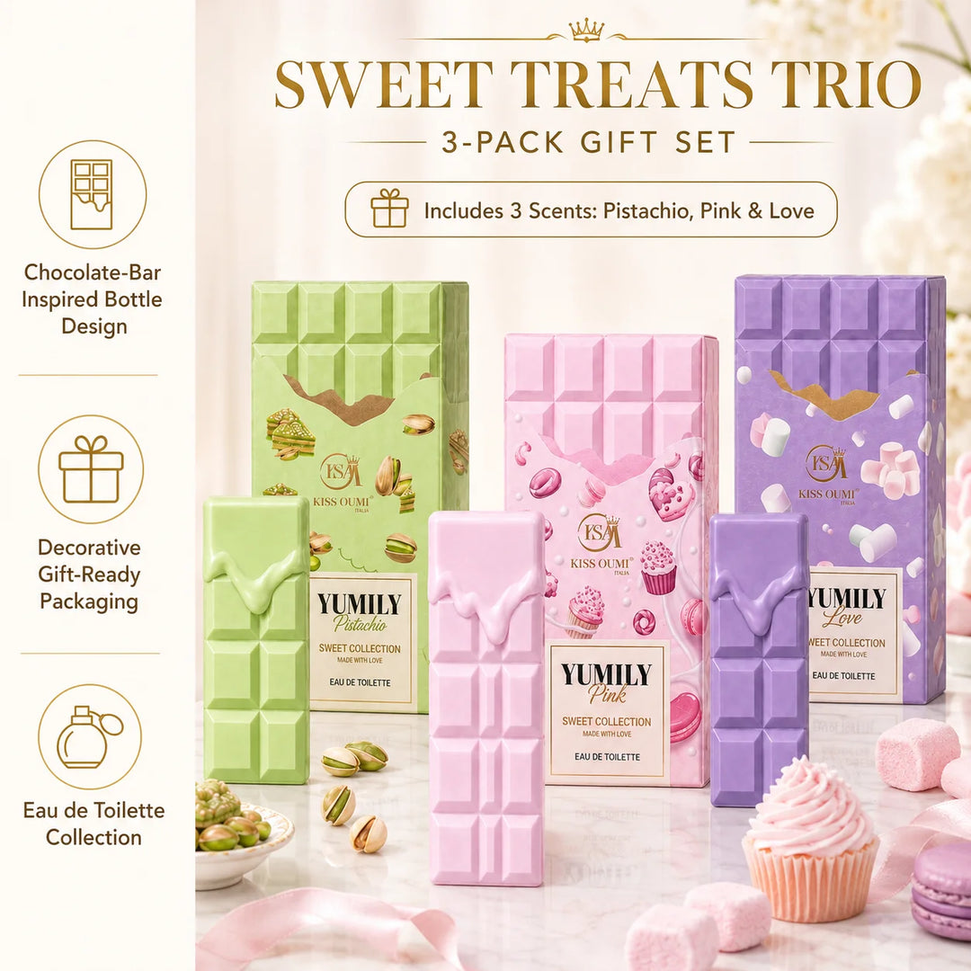 Sweet Treats Trio 3 Piece Perfume Gift Set for Women – Pistachio, Pink &amp; Love Eau de Toilette – Sweet Gourmand, Creamy Nutty &amp; Candy Inspired Fragrance Collection