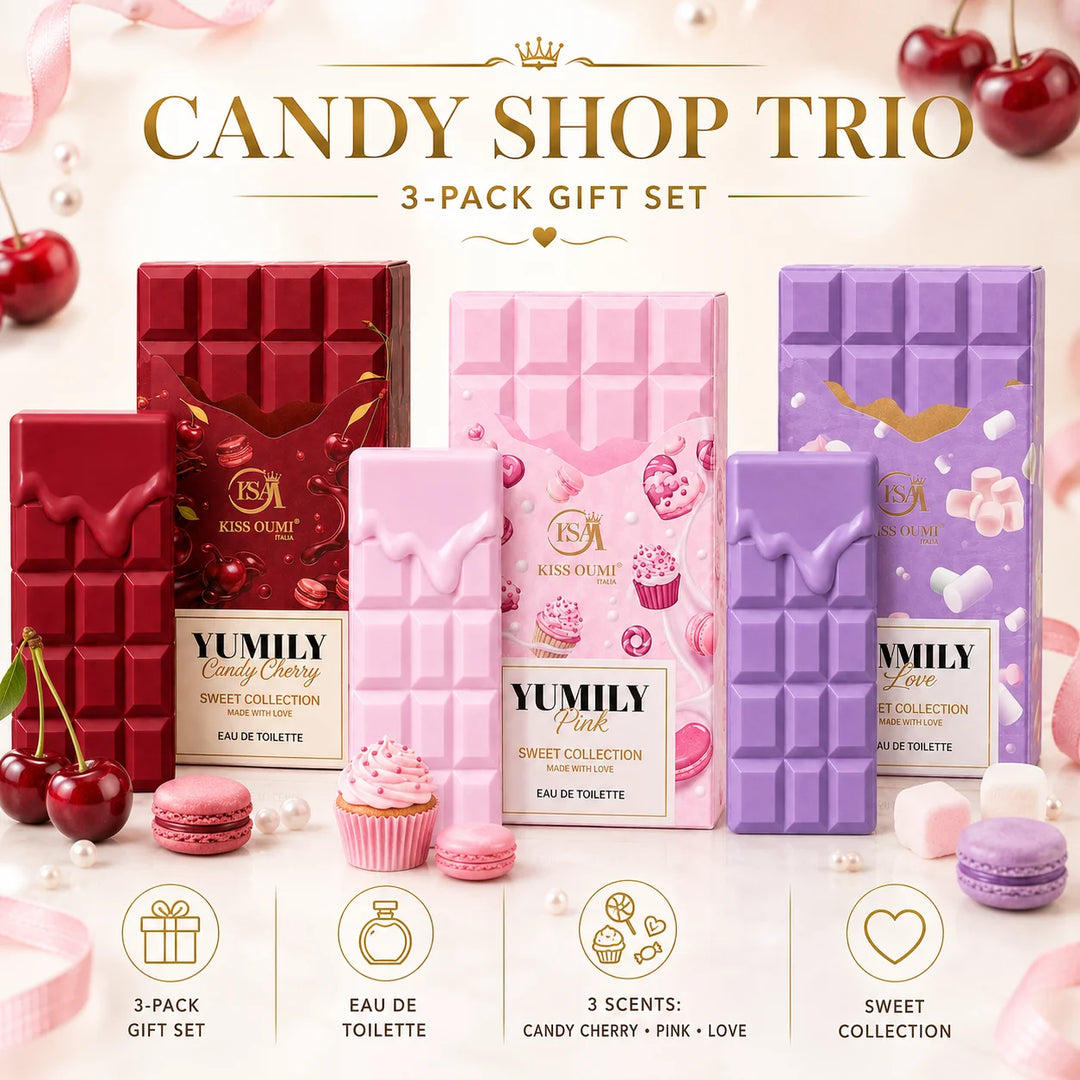 Candy Shop Trio 3 Piece Perfume Gift Set for Women – Candy Cherry, Pink &amp; Love Eau de Toilette – Sweet Fruity Candy, Marshmallow &amp; Gourmand Fragrance Collection
