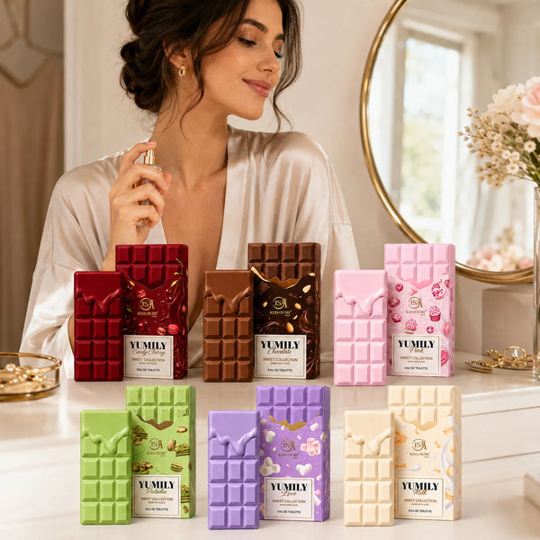 6 Piece Sweet Gourmand Perfume Gift Set for Women – Candy Cherry, Chocolate, Pink, Pistachio, Love & Milk Eau de Toilette – Fruity, Creamy, Nutty & Dessert Inspired Fragrance Collection