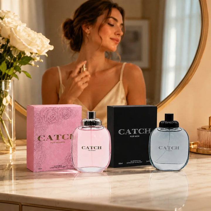 Catch 2 Piece Perfume Gift Set for Women &amp; Men – 100ml / 3.4 Fl Oz Each Eau de Parfum – His and Hers Fragrance Set – Fresh Floral, Fruity, Woody &amp; Musky Scent Collection