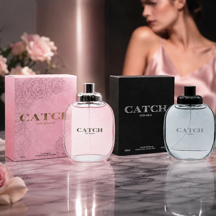Catch 2 Piece Perfume Gift Set for Women &amp; Men – 100ml / 3.4 Fl Oz Each Eau de Parfum – His and Hers Fragrance Set – Fresh Floral, Fruity, Woody &amp; Musky Scent Collection