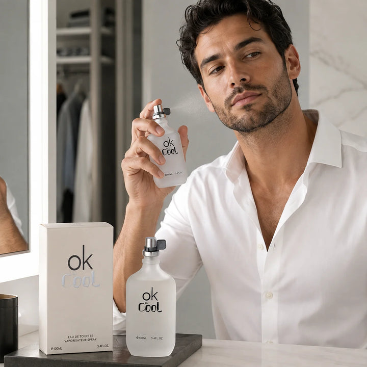 OK So Cool Eau de Toilette for Men, 100ml / 3.4 Fl Oz – Fresh Clean Men’s Cologne Spray – Crisp Everyday Masculine Fragrance for Work, Casual Wear &amp; Gifting